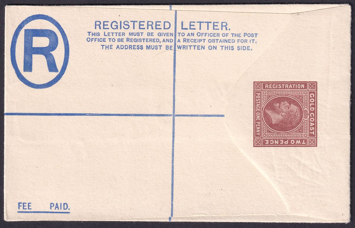 Gold Coast KGV SPECIMEN 3d Registered Postal Stat Cover Unused Size F