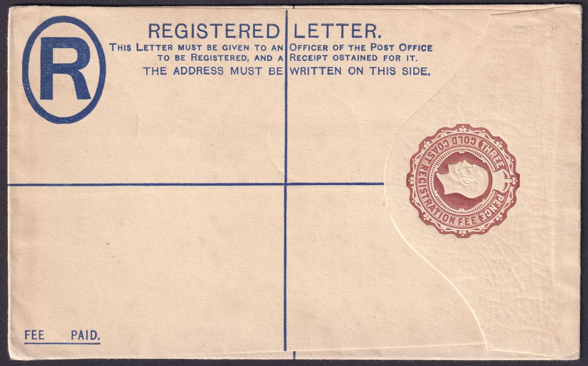 Gold Coast KGV 3d Embossed Registered Postal Stat Cover Unused Size G