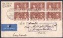 Click for more photos and details Gold Coast 1937 KGVI 1d x6 Used Accra-Nigeria First Flight Cover MANGOASE to UK