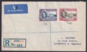 Click for more photos and details Gold Coast 1938 KGVI Christiansborg 5sh, 2sh Registered First Day Cover to UK