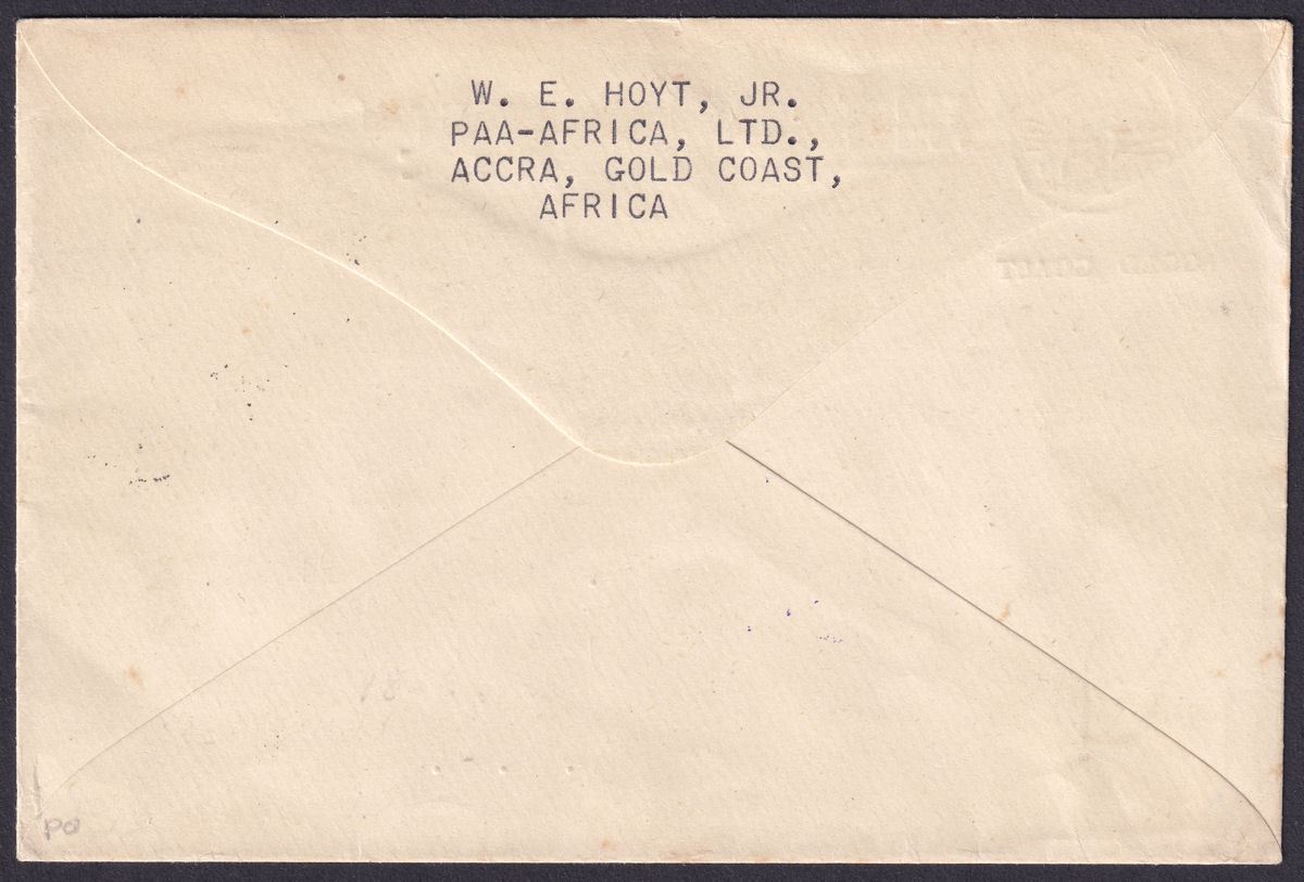 Gold Coast 1941 KGVI 2sh x2 Used on First Clipper Flight Cover to USA w Censor