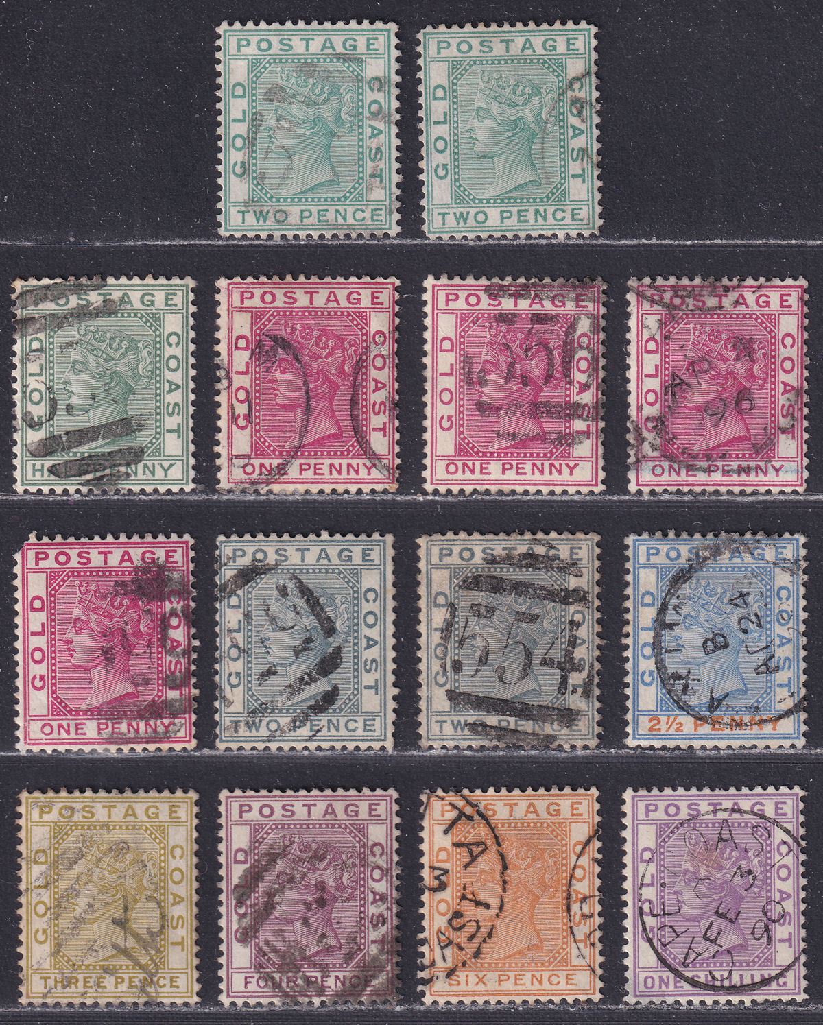 Gold Coast 1879-1891 Queen Victoria Selection to 1sh Used