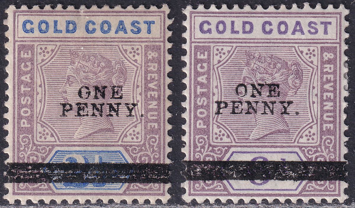 Gold Coast 1901 QV Surcharge 1d on 2½d and 1d on 6d Mint SG35-36 cat £32
