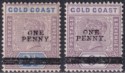 Click for more photos and details Gold Coast 1901 QV Surcharge 1d on 2½d and 1d on 6d Mint SG35-36 cat £32