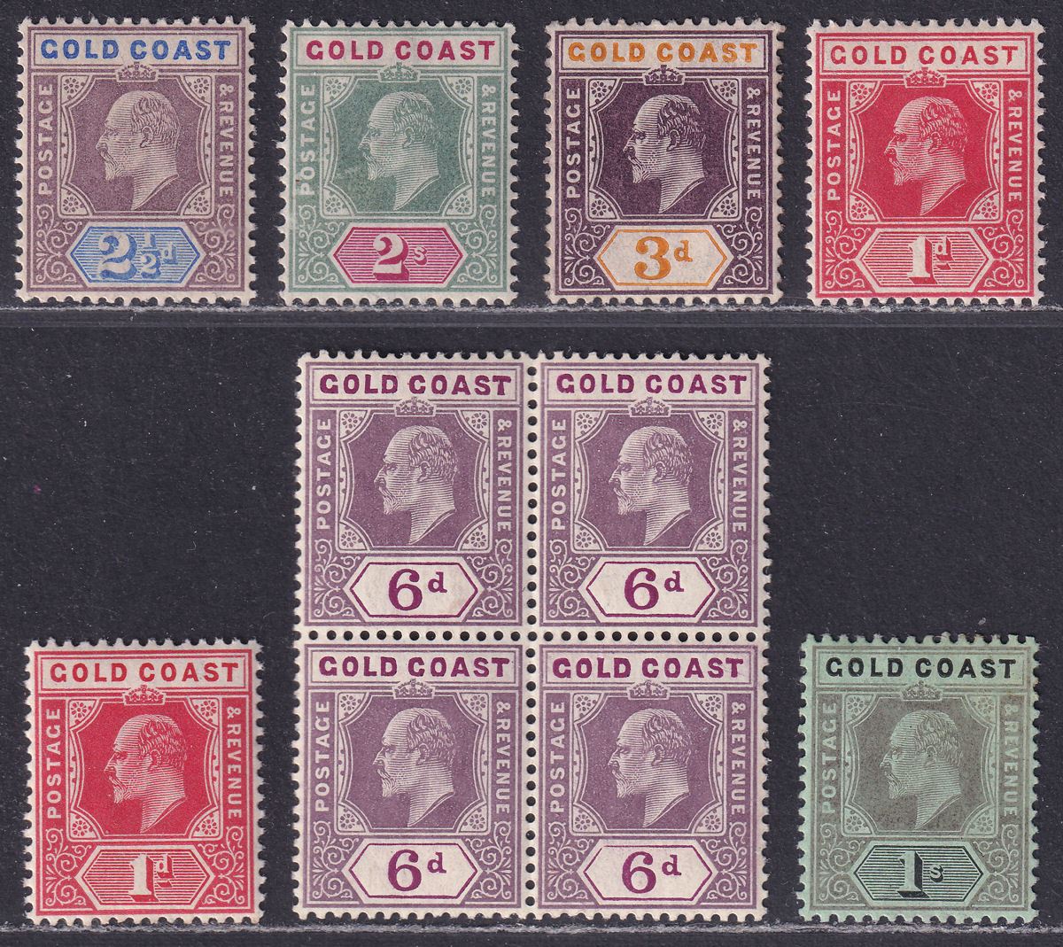 Gold Coast 1902-13 King Edward VII Selection to 2sh Mint