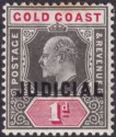 Click for more photos and details Gold Coast 1903 KEVII Revenue Judicial Overprint 1d Mint BF12 perf toning