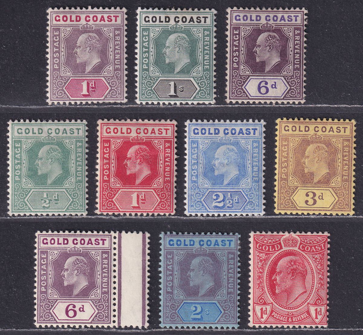 Gold Coast 1902-13 King Edward VII Selection to 2sh Mint