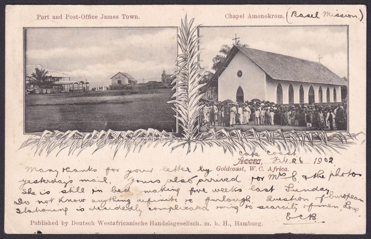 Gold Coast 1902 QV 1d Used on Chapel Picture Postcard CAPE COAST to UK
