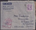 Gold Coast 1944 KGVI 3d Air Letter w FPO 106 Postmark Takoradi + HM Ship Censor