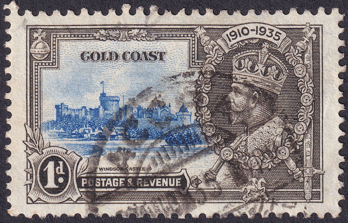 Gold Coast 1935 KGV Silver Jubilee 1d Variety Extra Flagstaff Used SG113a c£130