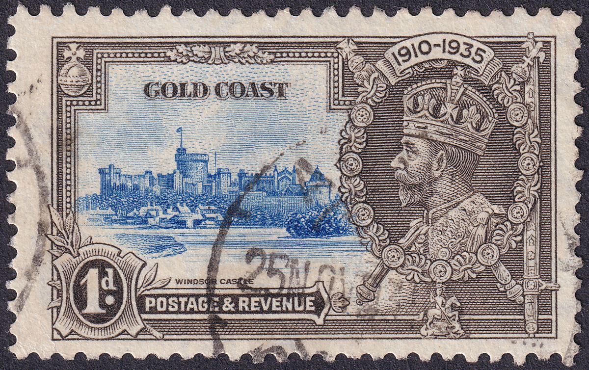 Gold Coast 1935 KGV Silver Jubilee 1d Variety Extra Flagstaff Used SG113a c£130