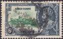 Click for more photos and details Gold Coast 1935 KGV Silver Jubilee 6d Variety Extra Flagstaff Used SG115a FAULTS