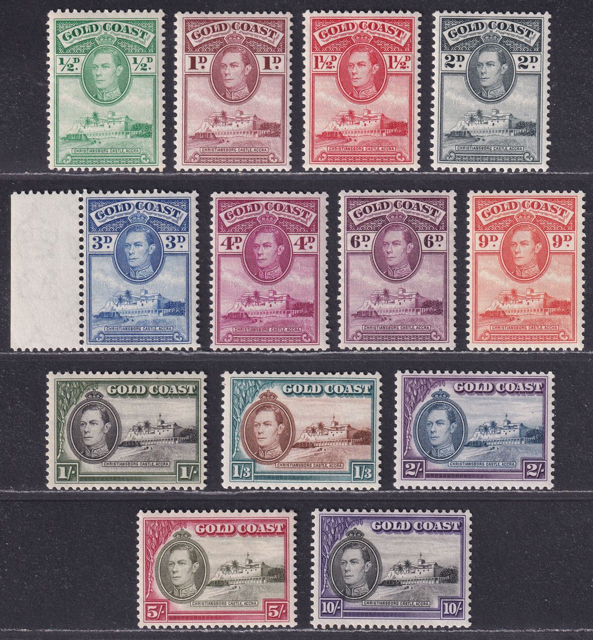 Gold Coast 1938 KGVI Christiansborg Set Mint SG120a-132 cat £40