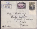 Gold Coast 1949 KGVI 10sh, 5sh Used on Registered Airmail Cover Accra to Nigeria