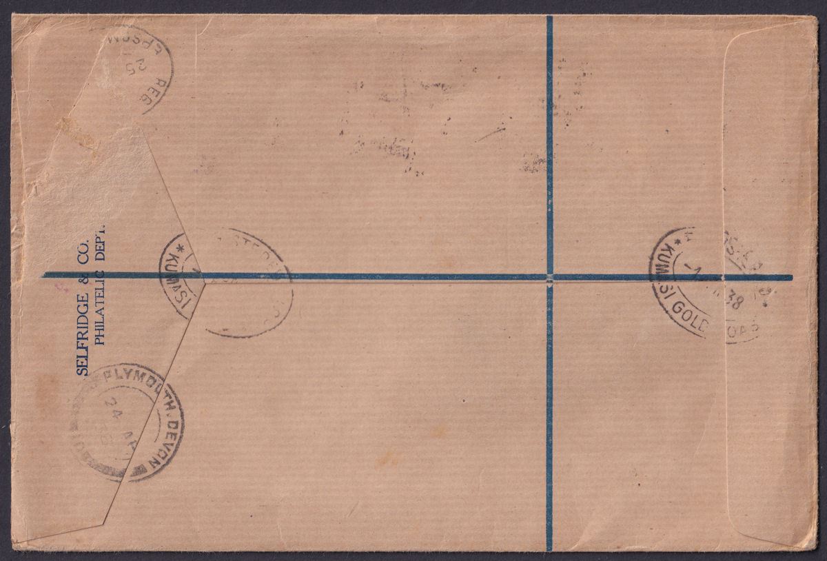 Gold Coast 1938 KGVI Christiansborg 6d, 4d, 1½d, ½d Registered First Day Cover