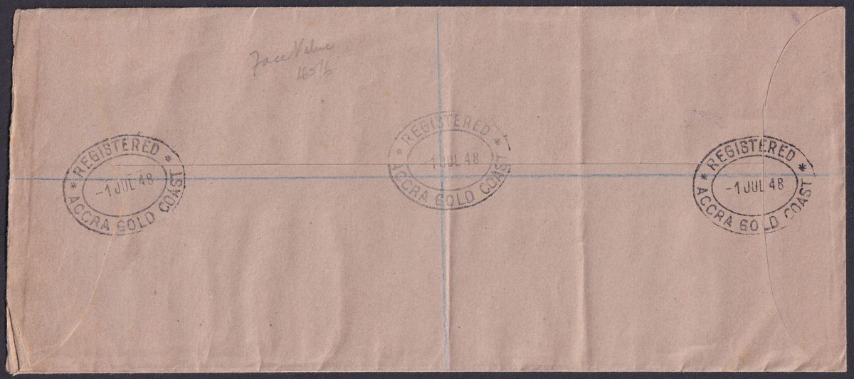 Gold Coast 1948 KGVI Definitives Set Used on Registered First Day Cover