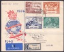 Gold Coast 1949 KGVI 75th Anniv of UPU Registered First Day Cover Used TAMALE