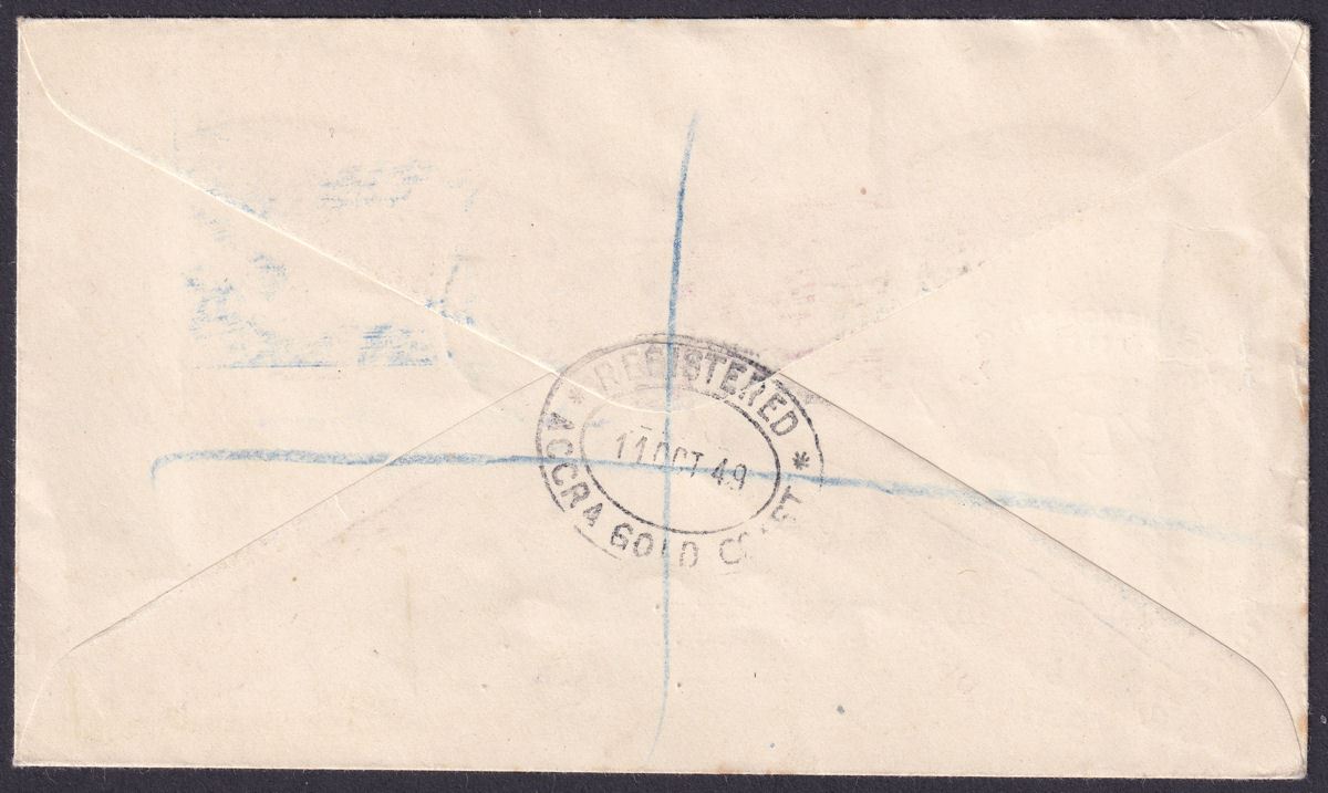 Gold Coast 1949 KGVI 75th Anniv of UPU Illustrated Registered Cover Used ACCRA