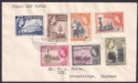 Gold Coast 1954 QEII Definitives Set to 10sh Used on First Day Cover to UK