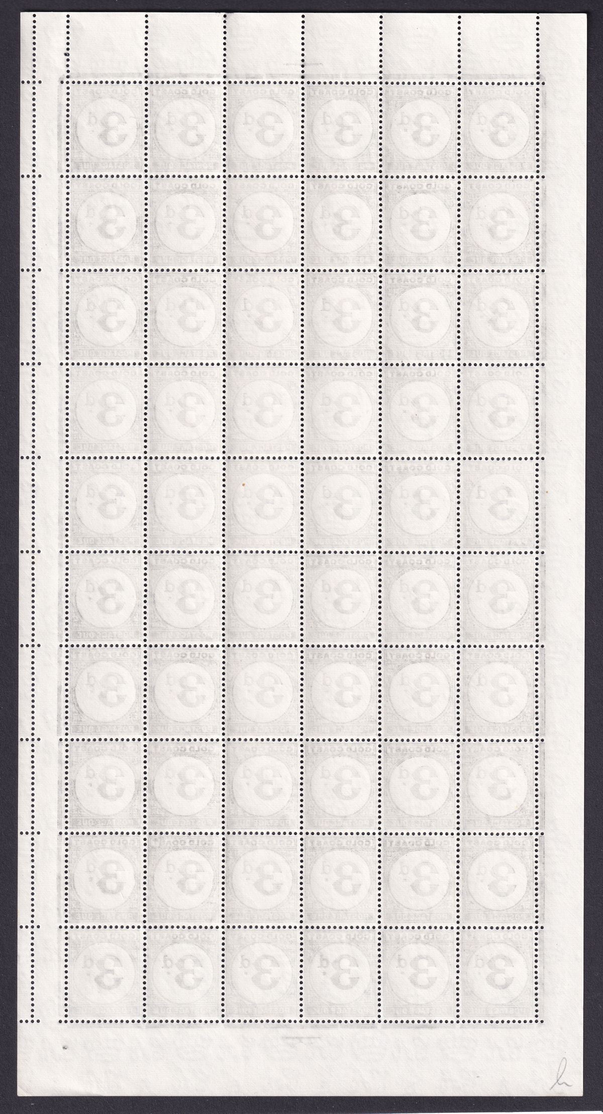 Gold Coast 1951 KGVI Postage Due 3d Black Full Sheet of 60 Mint SG D6 cat £270