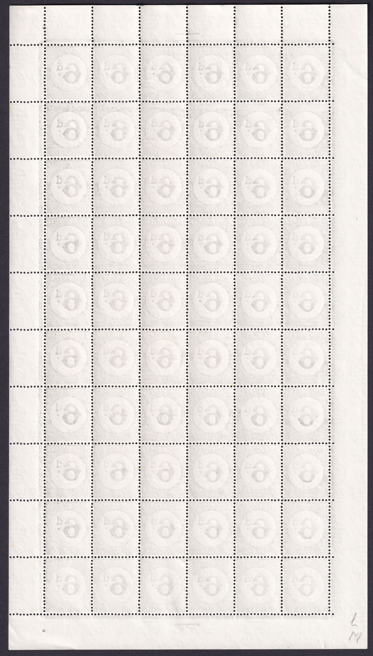 Gold Coast 1951 KGVI Postage Due 6d Black Full Sheet of 60 Mint SG D7 cat £100