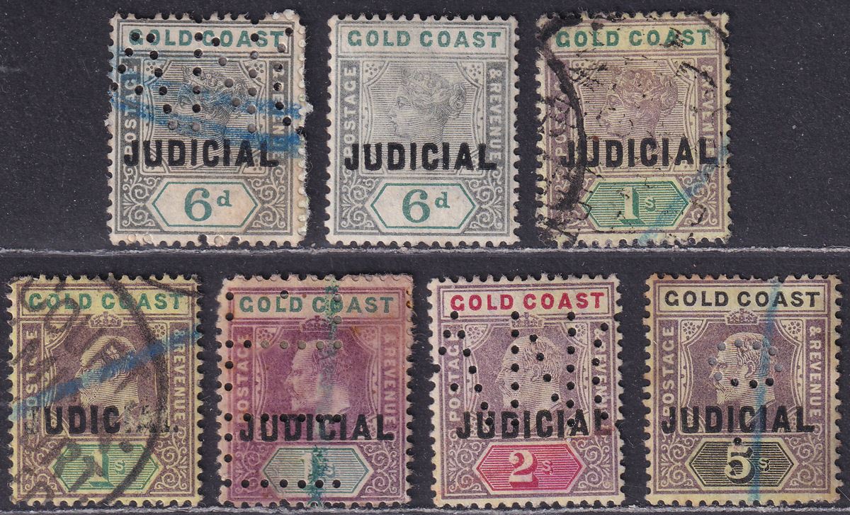 Gold Coast 1899-1903 QV-KEVII Revenue Judicial Overprint Selection to 10sh Used
