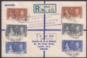 Click for more photos and details Gold Coast 1937 KGVI Coronation Set on Regd First Flight Cover ACCRA to LONDON