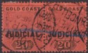 Gold Coast 1899 QV Judicial Overprint Revenue 20sh Lilac + Black Pair Used BF10