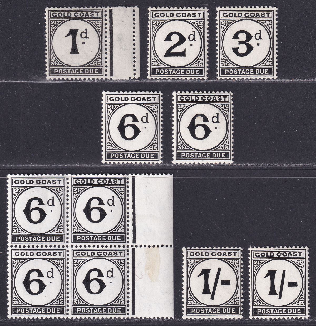 Gold Coast 1923-52 KGVI Postage Due Selection to 1sh Mint inc SG D8c
