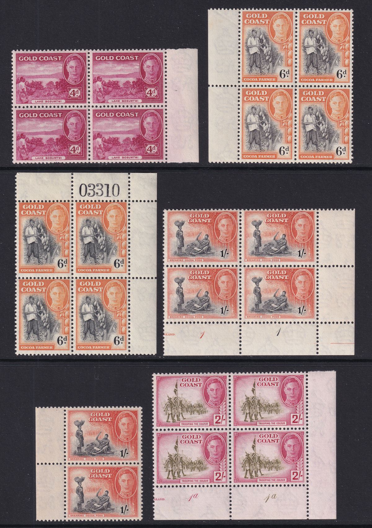 Gold Coast 1948 King George VI Block Set to 2sh Mint SG135-144