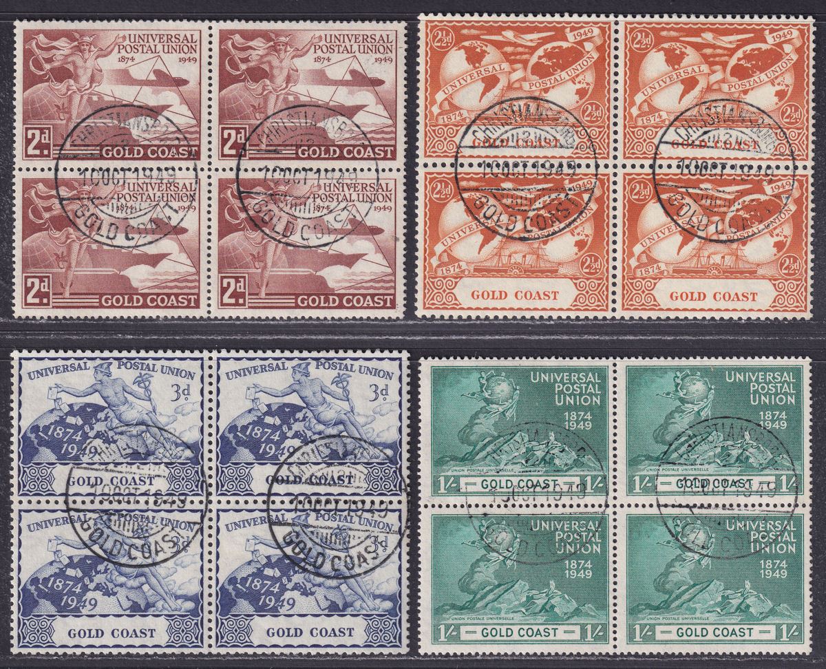 Gold Coast 1949 KGVI 75th Anniv of UPU Block Set Used SG149-152 cat £40