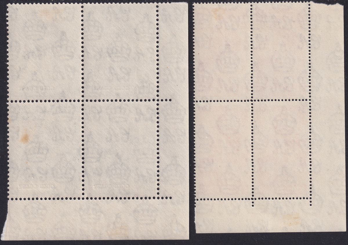 Gold Coast 1948 KGVI Royal Silver Wedding 1½d 10sh Blocks Mint SG147-148 cat£150