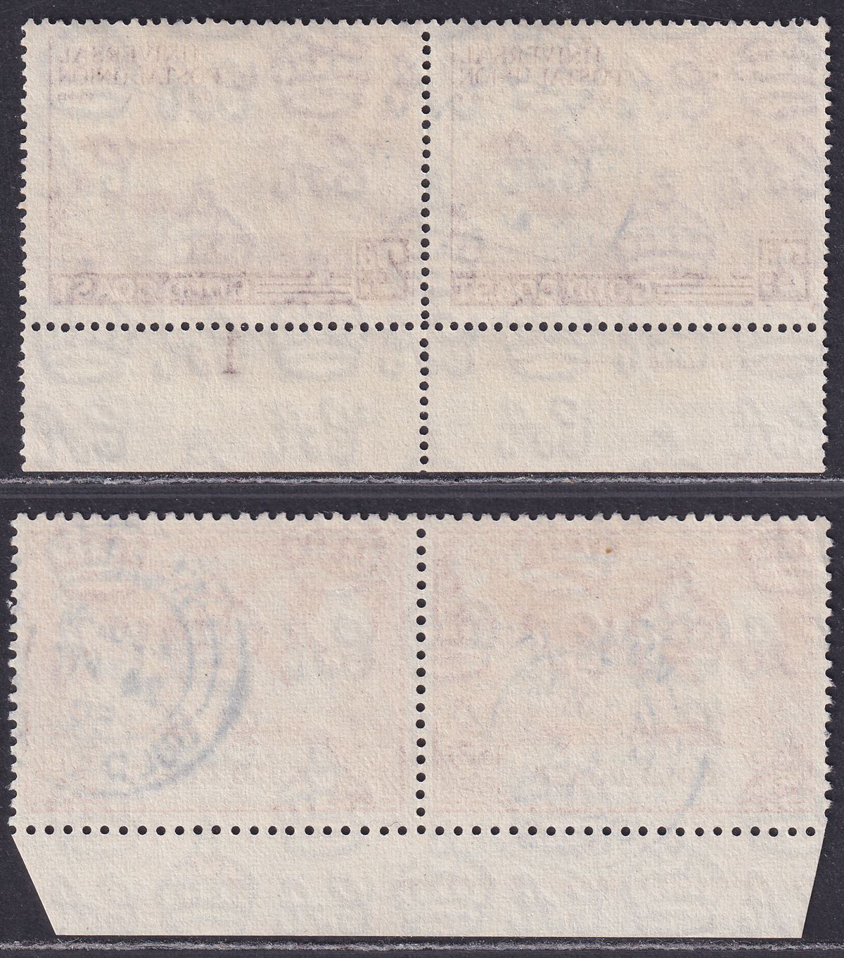 Gold Coast 1949 KGVI 75th Anniv UPU 2d, 2½d Imprint Plate Pairs Used SG149-150