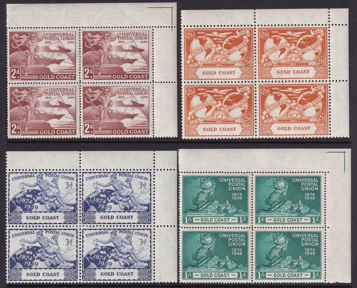 Gold Coast 1949 KGVI 75th Anniv of UPU Block Set Mint SG149-152 cat £16