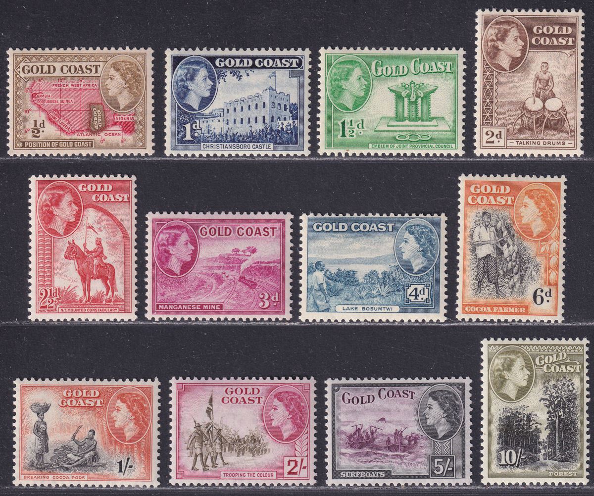 Gold Coast 1952-54 Queen Elizabeth II Set Mint SG153-164 cat £85