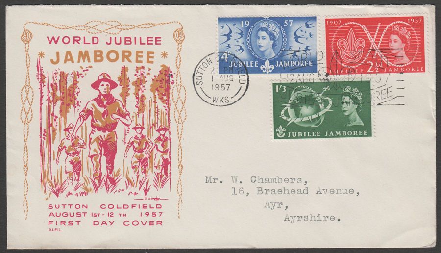Queen Elizabeth II 1957 Jubilee Jamboree 1st Day Cover British Commonwealth Stamps Queen Elizabeth II 1957 Jubilee Jamboree 1st Day Cover British Commonwealth Stamps
