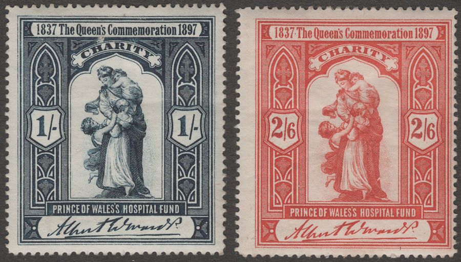 Queen Victoria 1897 1sh + 2sh6d Charity Stamps Mint