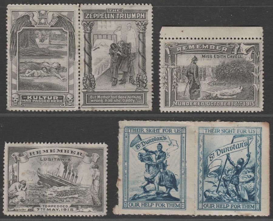 WWI Anti-German Propaganda Labels with 6 different