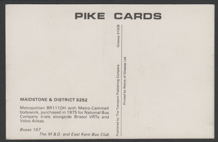 Maidstone & District and East Kent Bus Postcards Unused