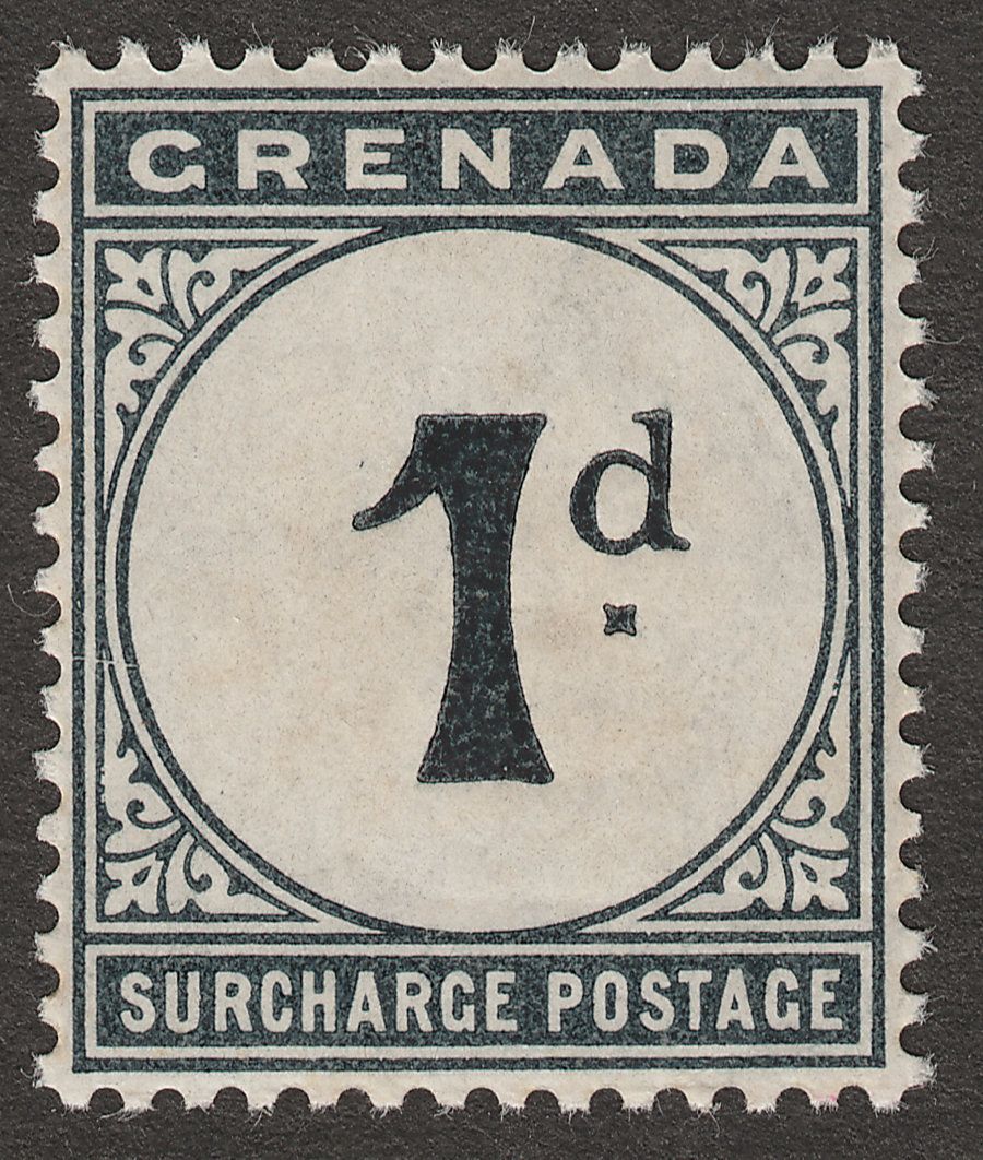 Grenada 1892 QV Postage Due 1d Blue-Black Mint SG D1