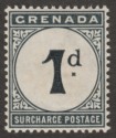 Click for more photos and details Grenada 1892 QV Postage Due 1d Blue-Black Mint SG D1