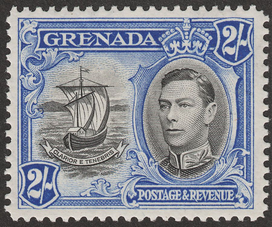 Grenada 1938 KGVI 2sh Black and Ultramarine p12½ Mint SG161