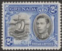 Click for more photos and details Grenada 1938 KGVI 2sh Black and Ultramarine p12½ Mint SG161
