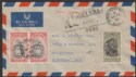 Grenada 1951 KGVI BWI 6c, 3c x2 Registered Airmail First Day Cover Used