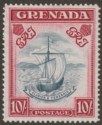 Grenada 1944 KGVI 10sh Slate-Blue and Carmine Lake p14 Mint SG163d