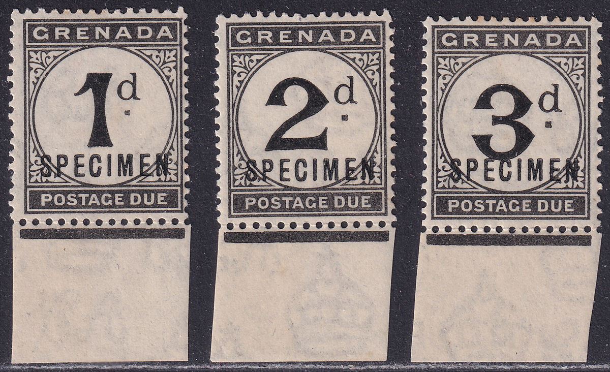 Grenada 1921 KGV Postage Due SPECIMEN Overprint Part Set to 3d Mint
