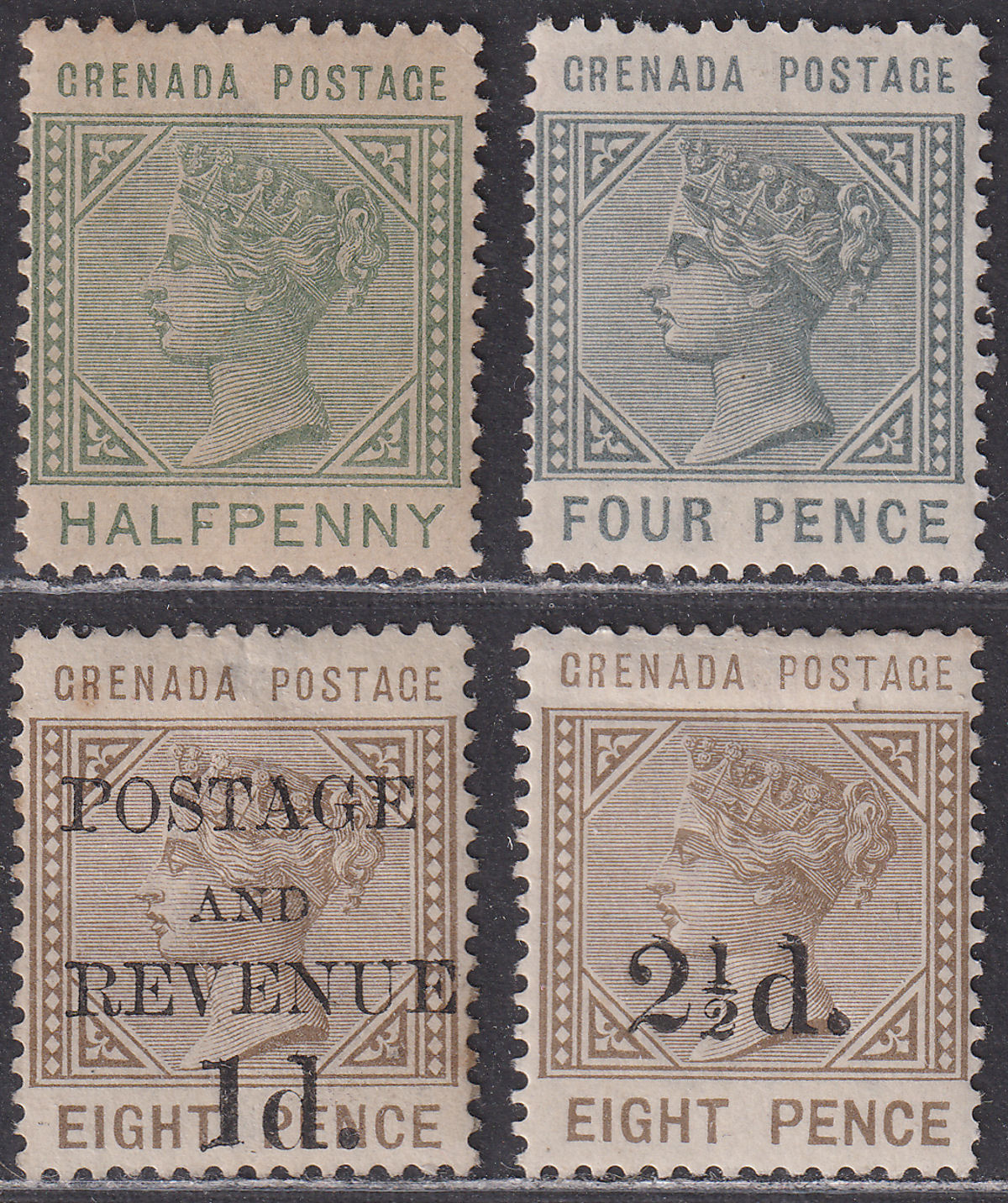 Grenada 1883-91 Queen Victoria Selection to 4d Mint