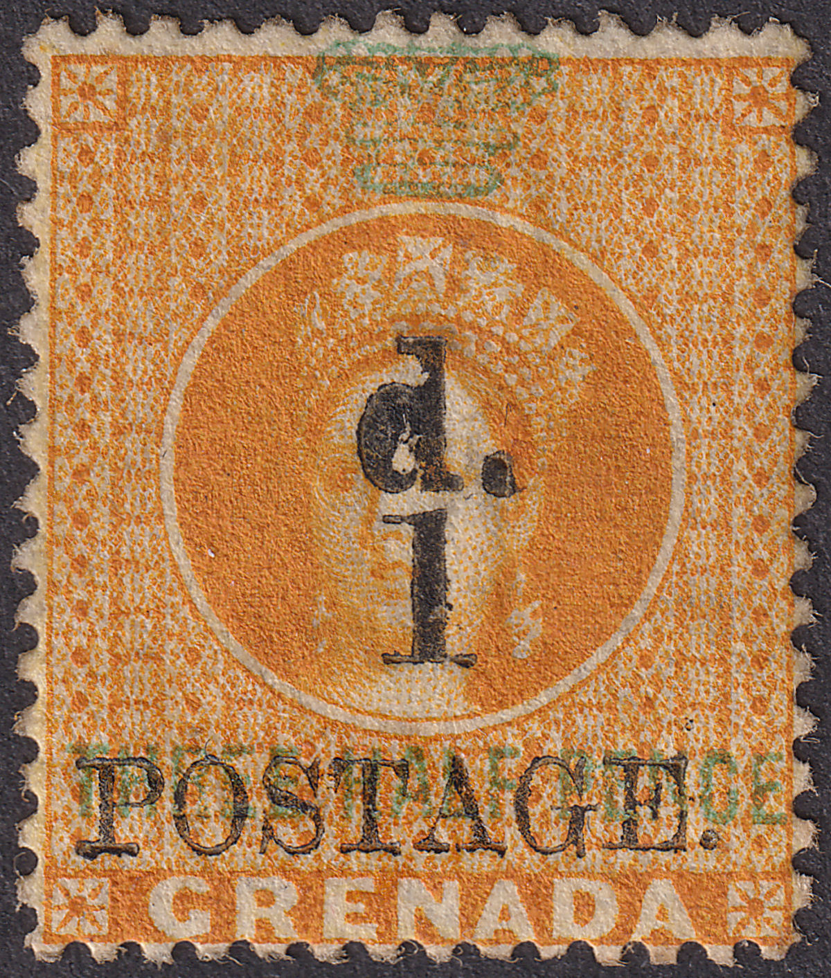 Grenada 1886 Queen Victoria 1d Surch on 1½d Orange Unused SG37 cat £60