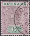 Click for more photos and details Grenada 1895 QV 6d Mauve and Green Used SG53 cat £65 thin