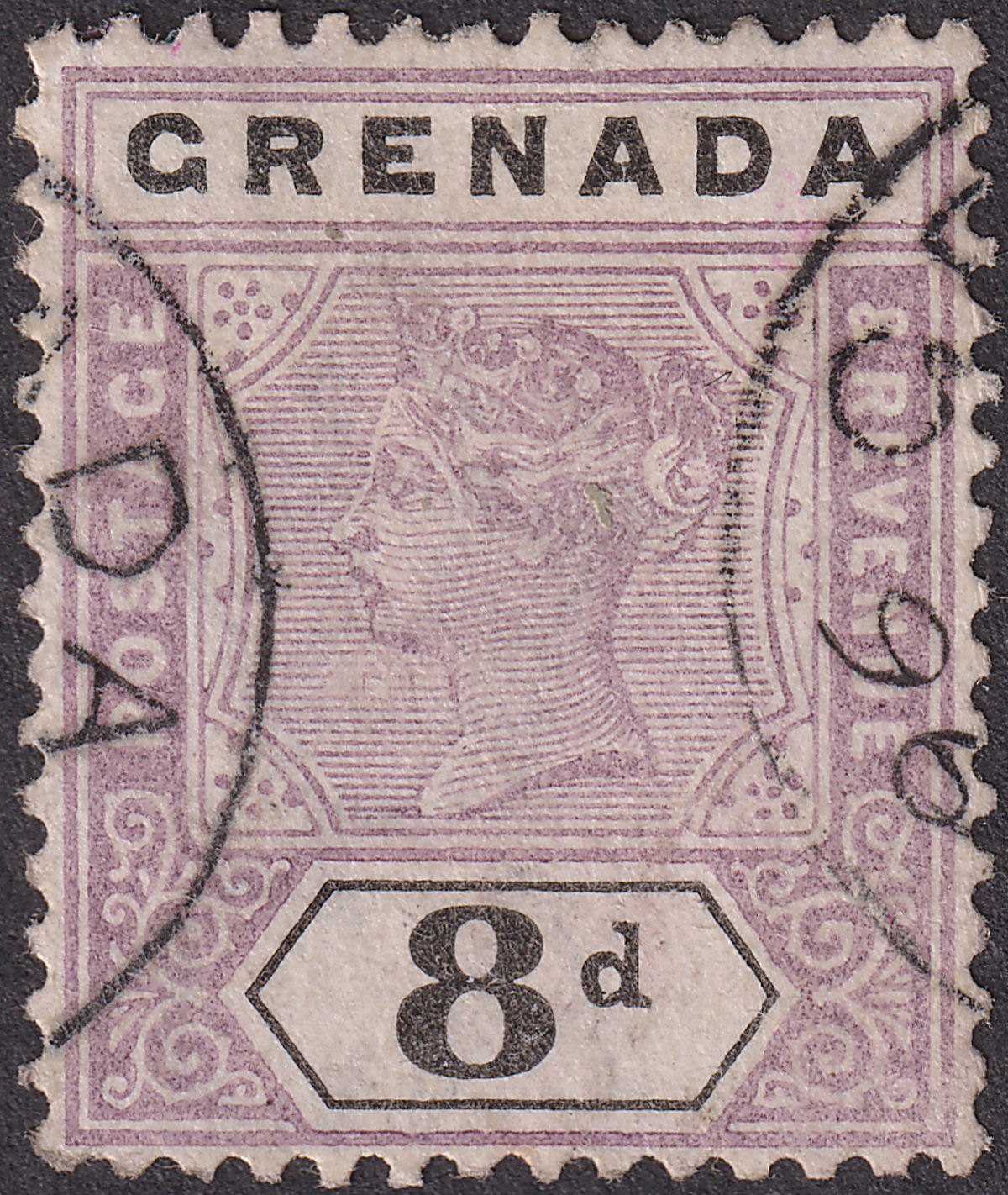 Grenada 1895 Queen Victoria 8d Mauve and Black Used SG54 cat £55